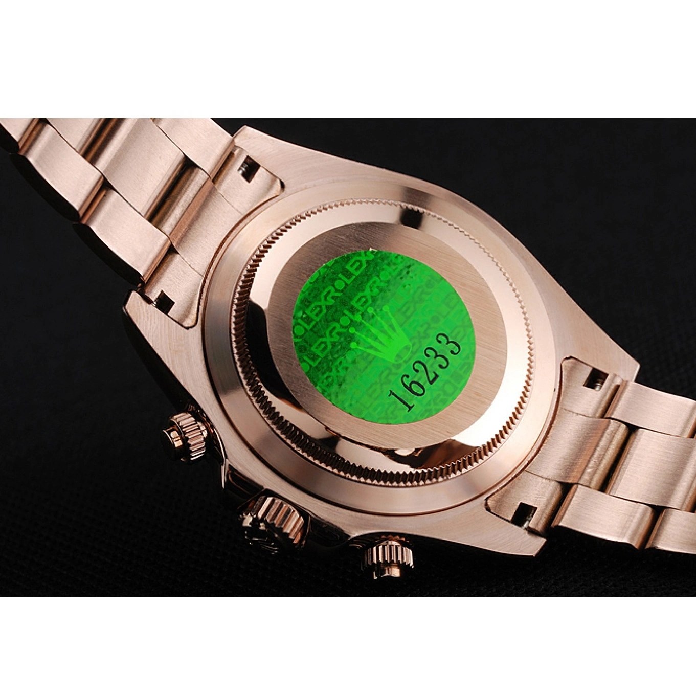 Rolex aaa copy Pink Case Daytona 1454247 Rose Cosmograph Gold Rolex Bracelet And Dial 1028